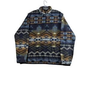 Artcic Image Grand Canyon West Aztec Print Fleece Jacket Medium 1/4 Zip Pullover